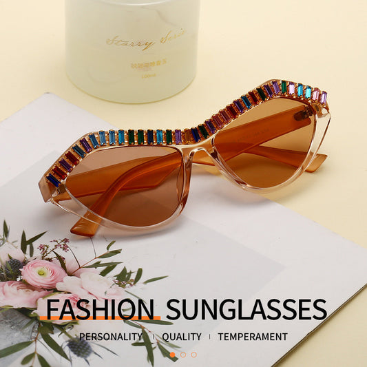 New Diamond Sunglasses Butterfly Personality Weave