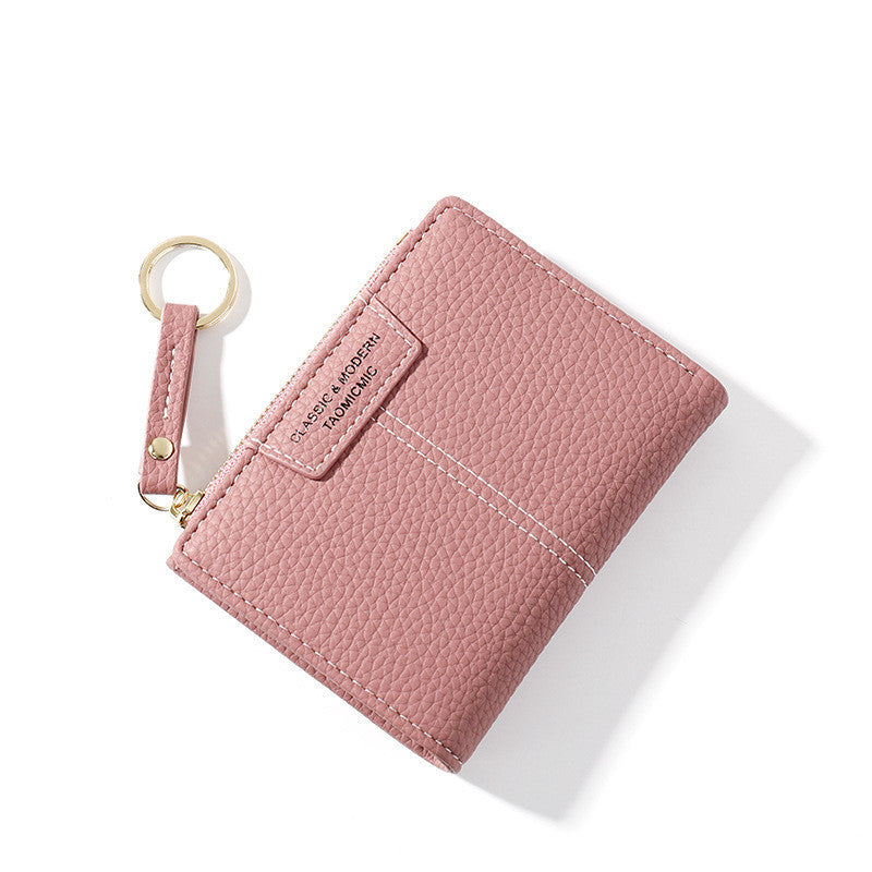 Yueqiankai women"s wallet multi card Keychain zero wallet women"s Korean version of solid color short women"s wallet