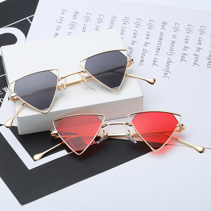 Fashion Simple Triangle Metal Hollow Sunglasses