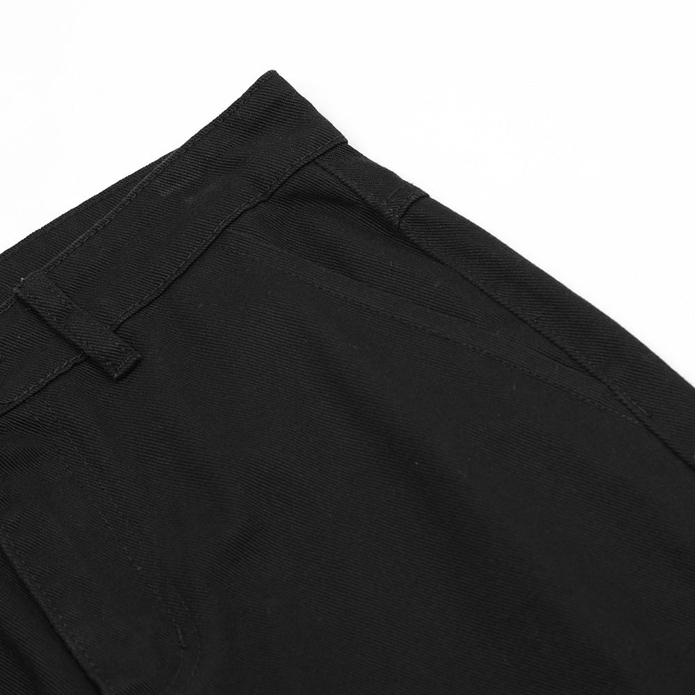 Black Denim Loose Wide-leg Pants For Men