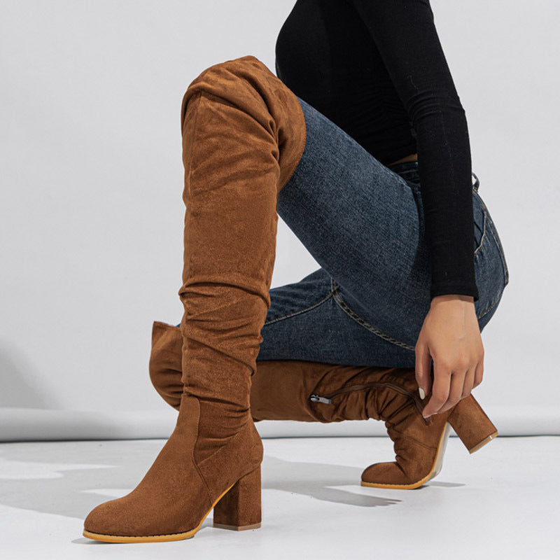 Women's Boots High-heeled Elastic Long Boots Over The Knee Boots