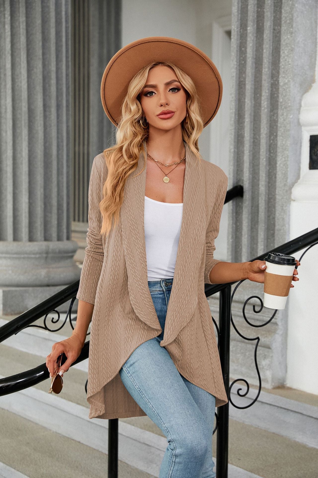 Women's Casual Lightweight Open Front Cardigans  Soft Draped Long Sleeve