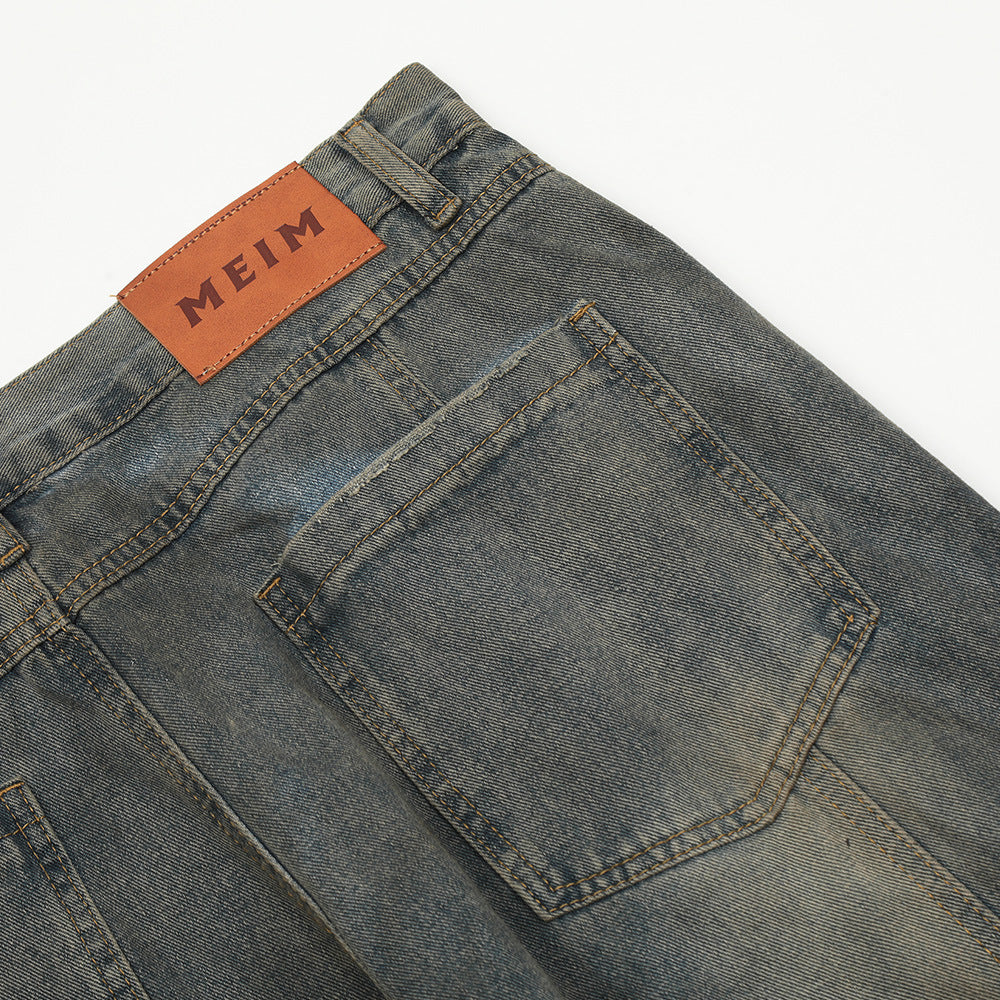 Washed Denim Old Dirty Pants For Men