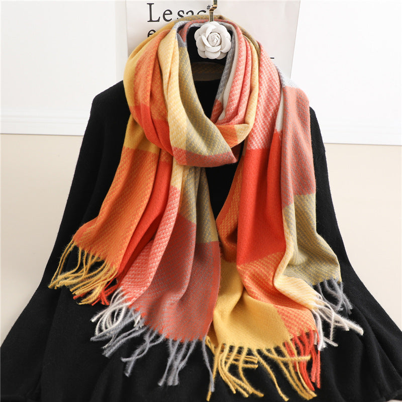 Winter New Scarf Cashmere Check Pattren All-match Color Matching Scarf