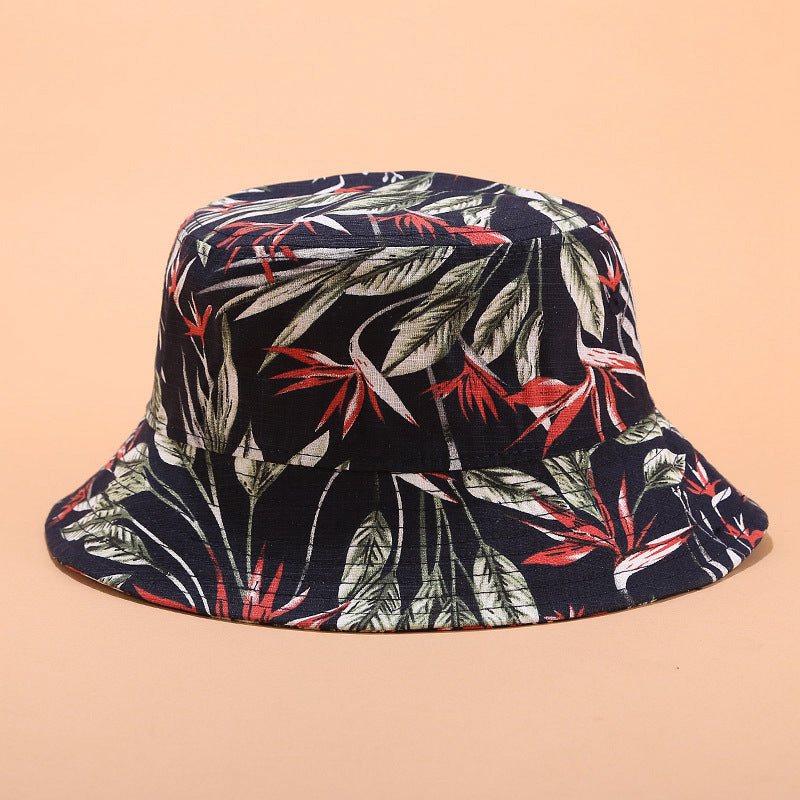 New Flower Bucket Hat Women's Japanese 3D Printing Outdoor Flat Top