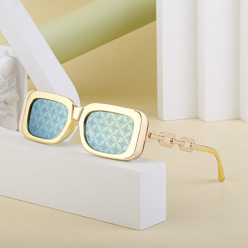 Square-framed Sunglasses Feminine Personality Chain