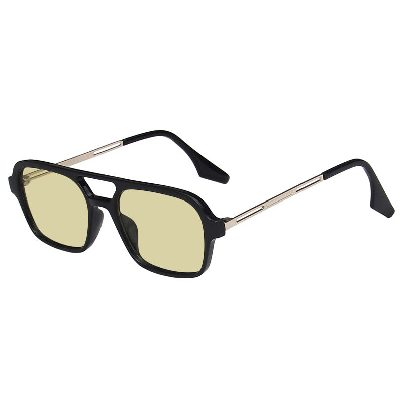 Vintage Double Bridge Cutout Square Sunglasses