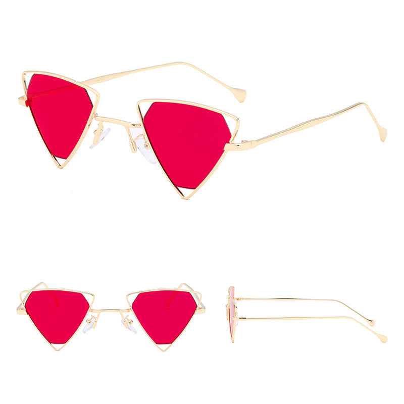 Fashion Simple Triangle Metal Hollow Sunglasses