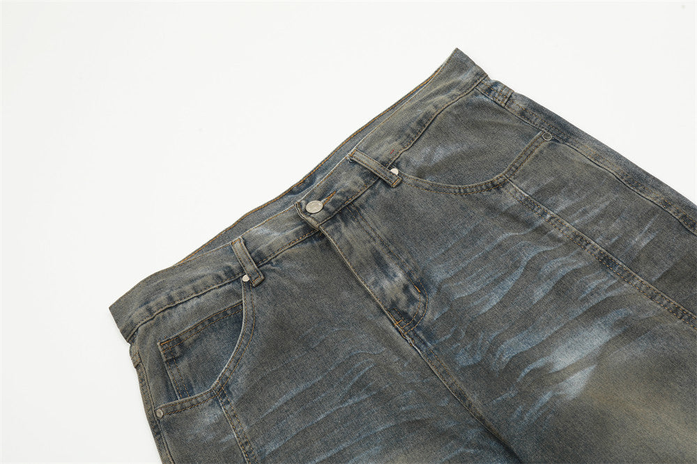 Washed Denim Old Dirty Pants For Men