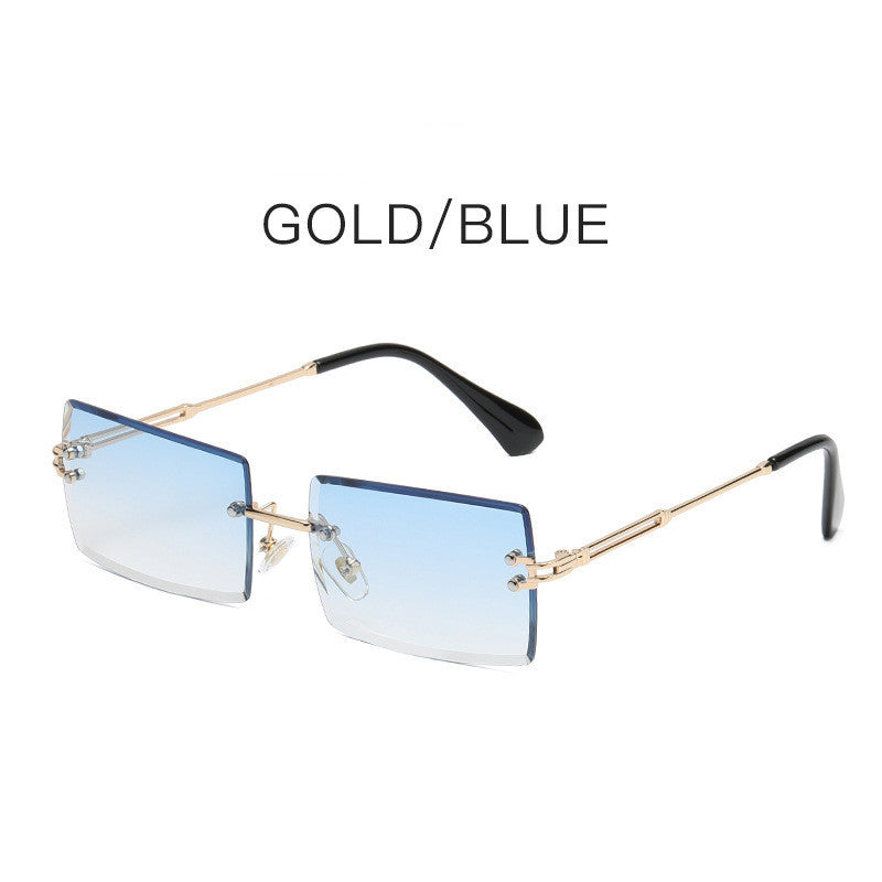 Fashion Frameless Trimmed Square Gradient Sunglasses