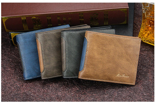 New Men's Wallets Short Leisure Splicing