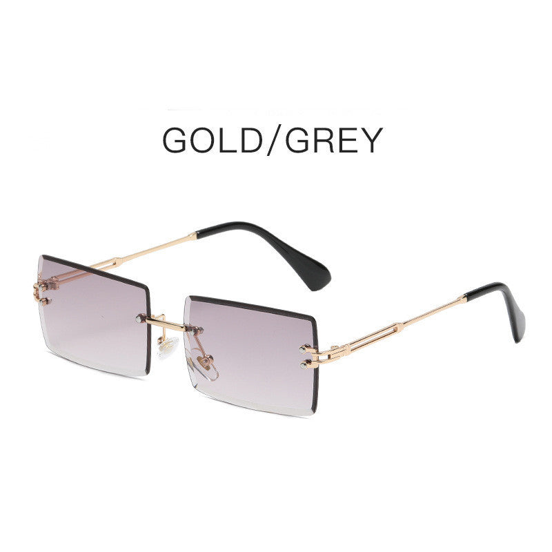 Fashion Frameless Trimmed Square Gradient Sunglasses