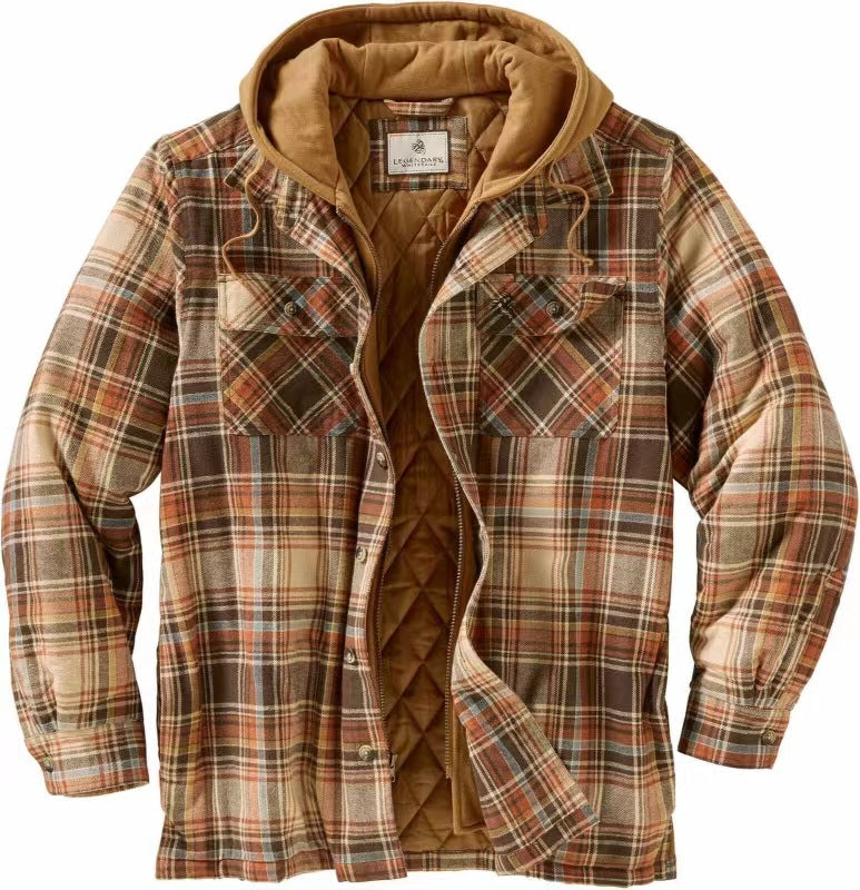 Cotton Coat Plaid Printed Loose Jacket Men