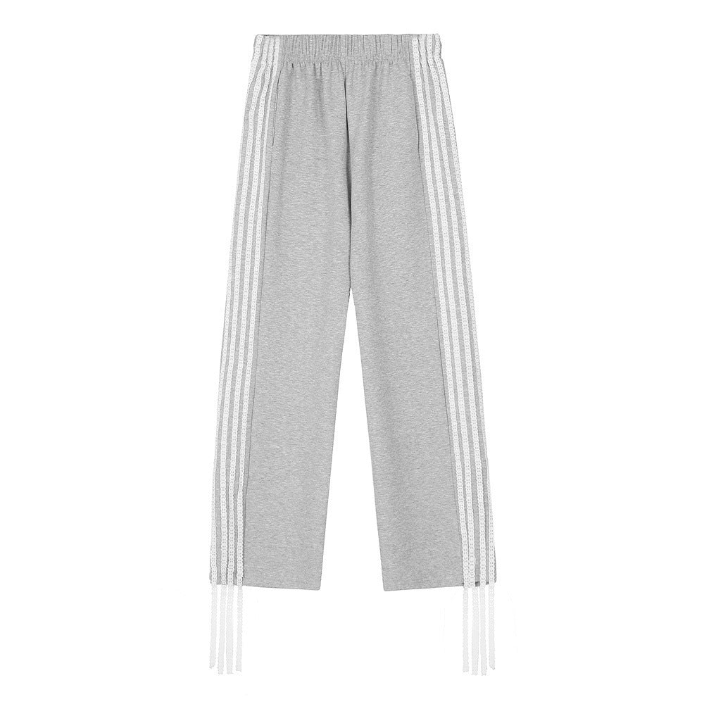 Striped Lace Casual Pants For Men And Women