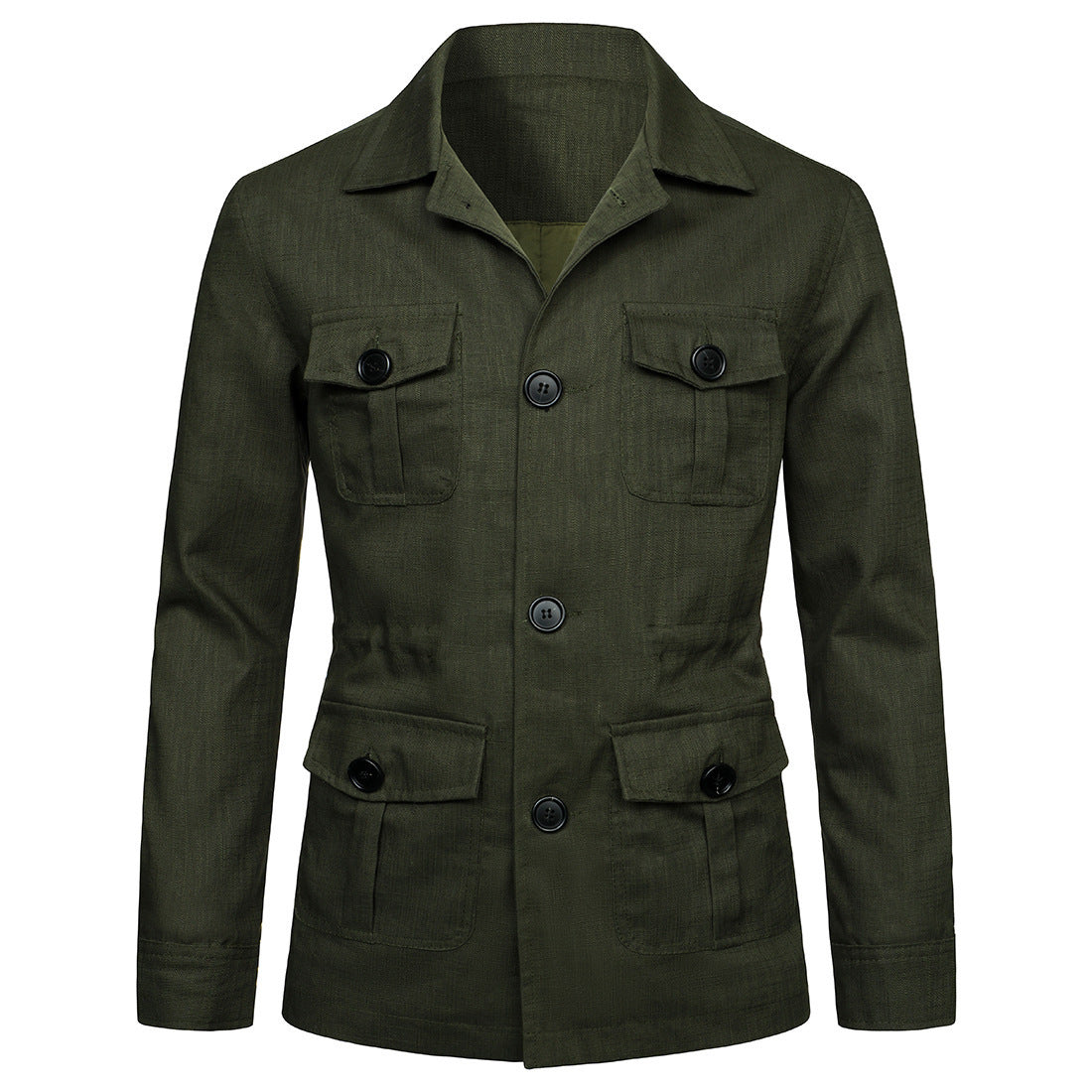 Lapel Multi-pocket Workwear Jacket Men