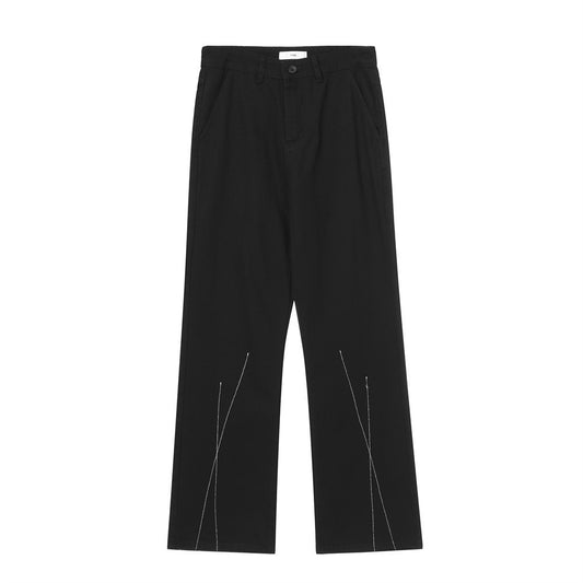 Black Denim Loose Wide-leg Pants For Men