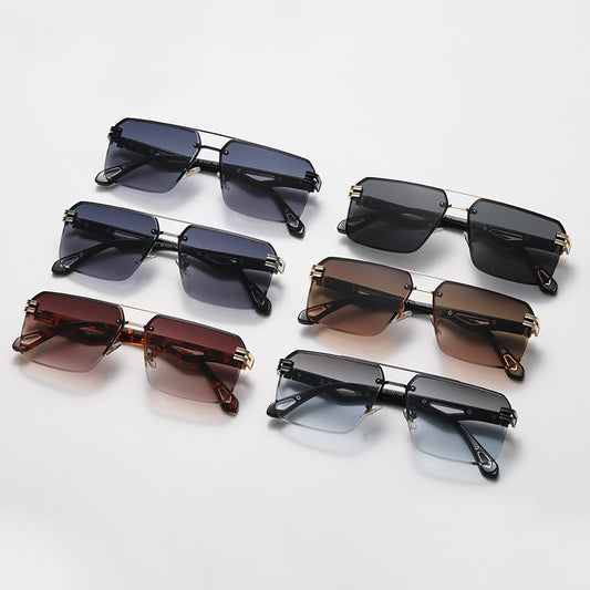 Frameless Cut-Edge Double-Bridge Sunglasses