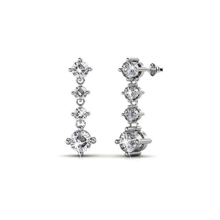 S925 Silver Jewelry Fashion Geometric Crystal Earrings