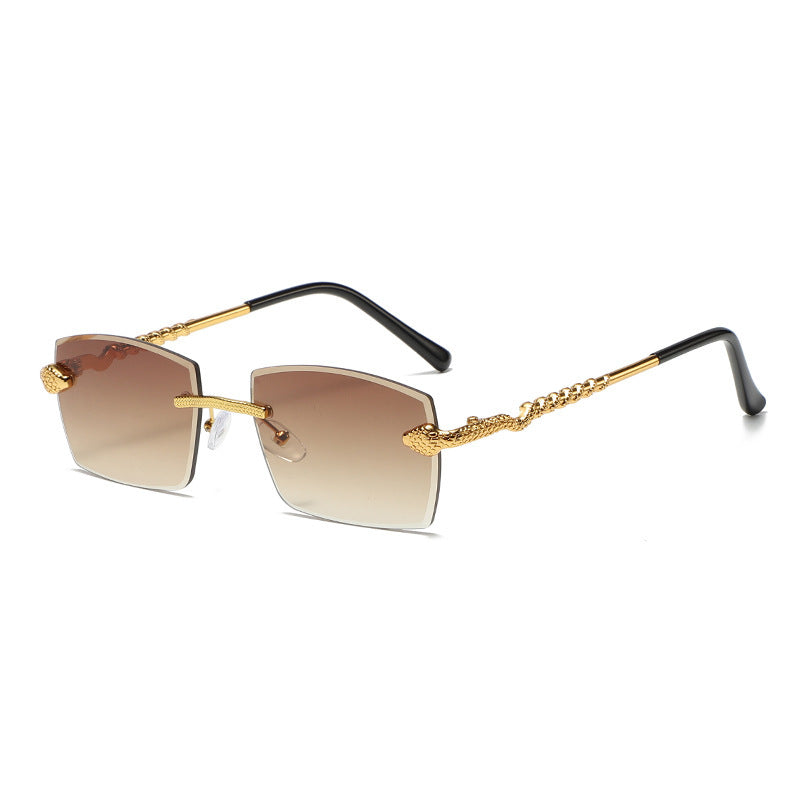 Fashionable New Serpentine Polygonal Trimmed Sunglasses