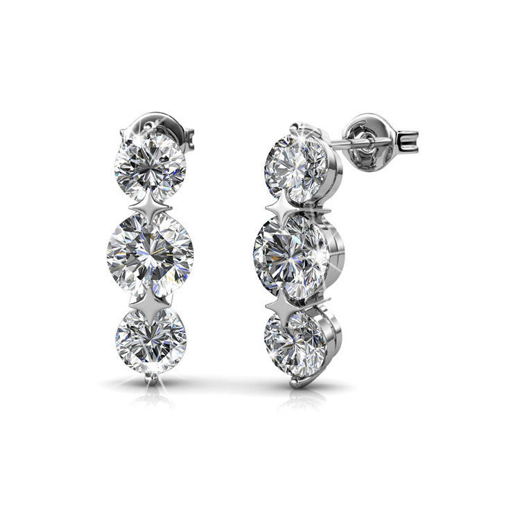 S925 Silver Jewelry Fashion Geometric Crystal Earrings