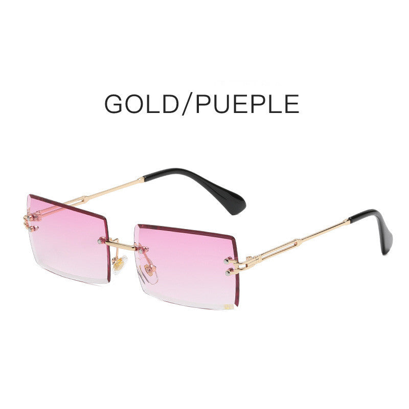 Fashion Frameless Trimmed Square Gradient Sunglasses