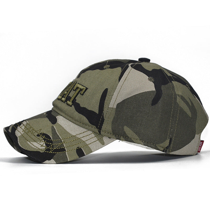 Camouflage Embroidery Sunshade Cotton Military Fan Hat Summer