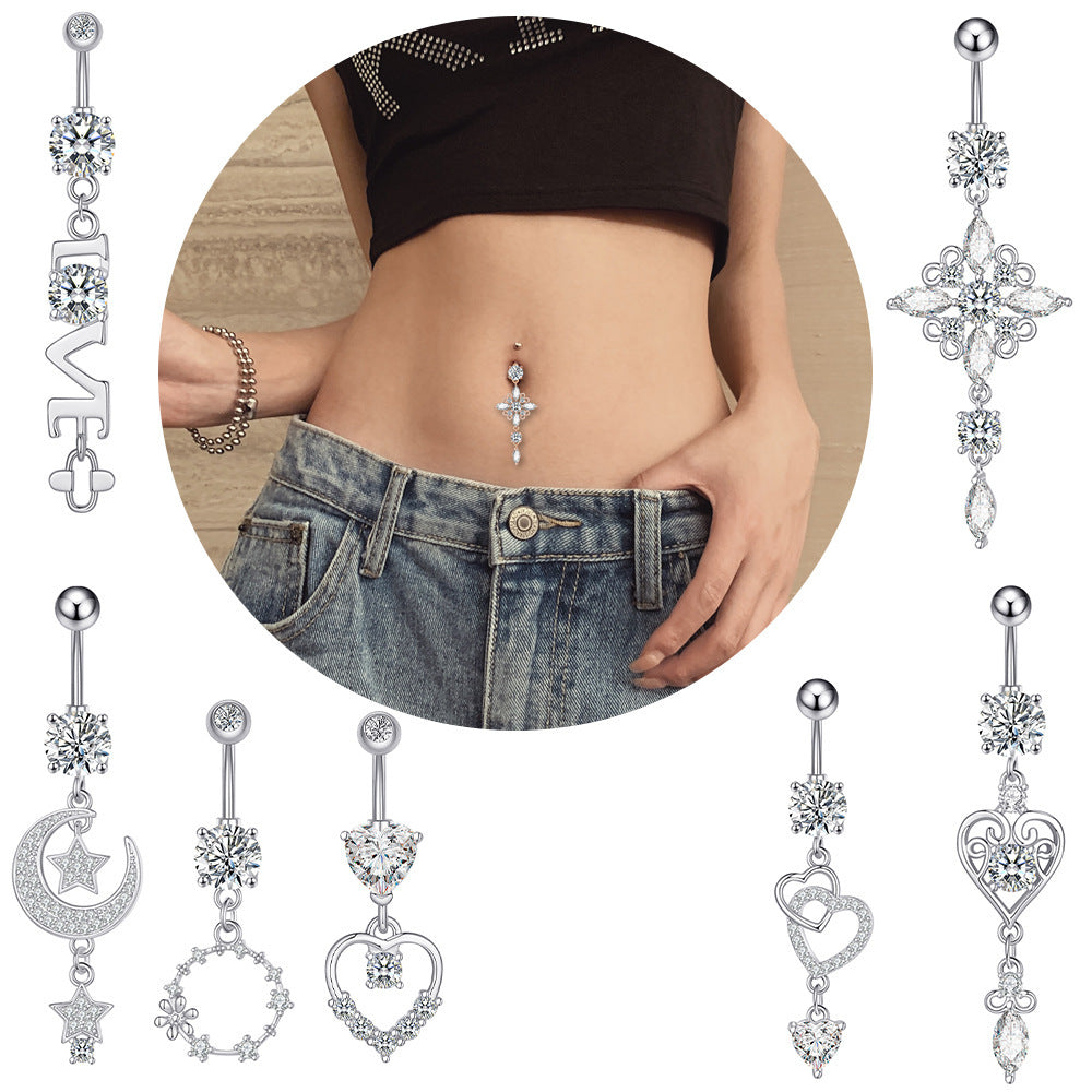 Zircon Navel Ring Navel Nail Piercing Jewelry