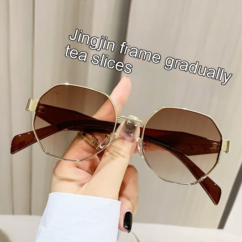 Modern Square Polygon Metal Sunglasses