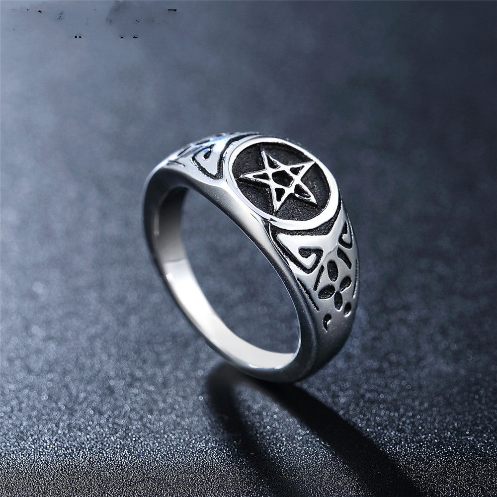 Wholesale Fashion Pentacle Ring Stainless Steel Jewelry