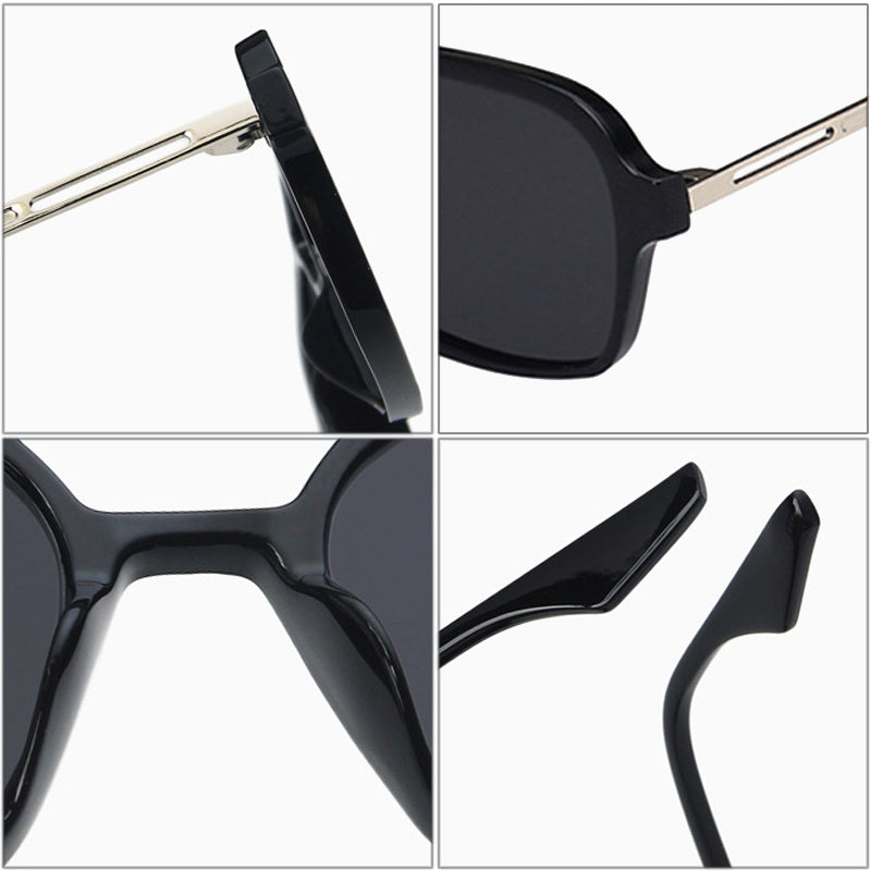 Vintage Double Bridge Cutout Square Sunglasses