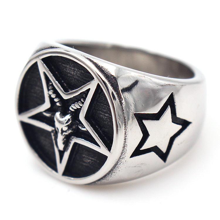 Wholesale Fashion Pentacle Ring Stainless Steel Jewelry