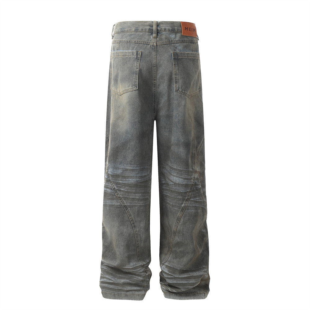 Washed Denim Old Dirty Pants For Men