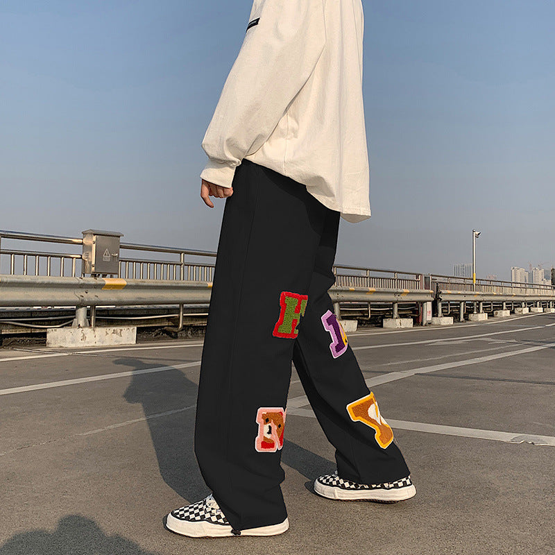 New Style Towel Embroidered Letters Casual Pants For Men