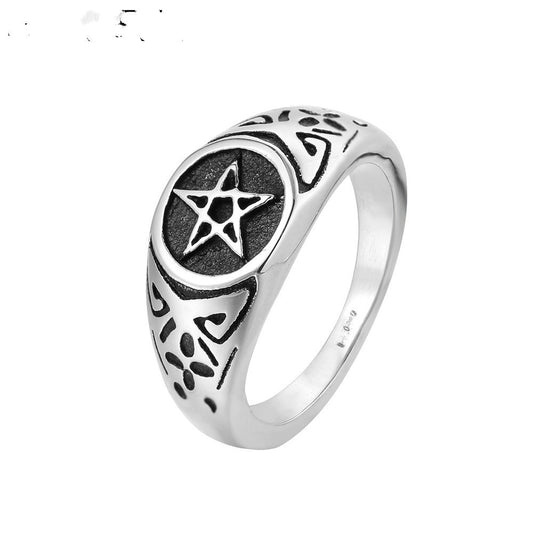 Wholesale Fashion Pentacle Ring Stainless Steel Jewelry