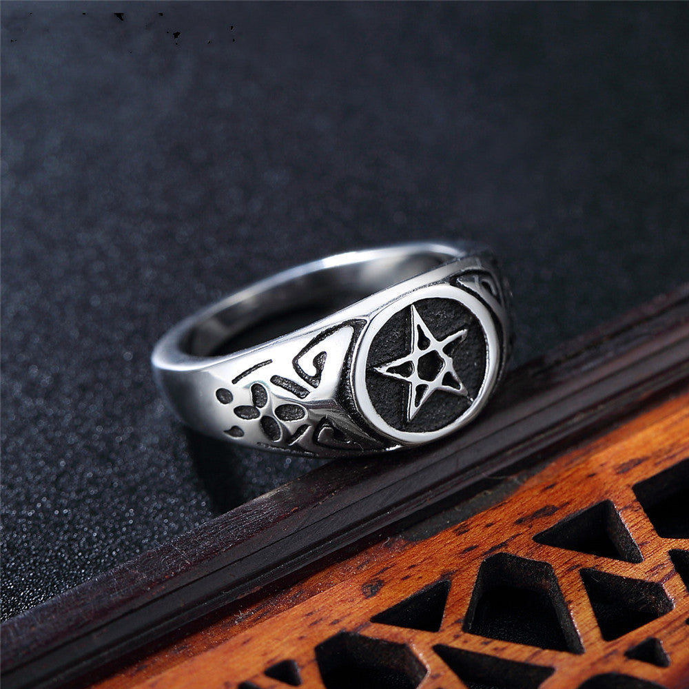 Wholesale Fashion Pentacle Ring Stainless Steel Jewelry