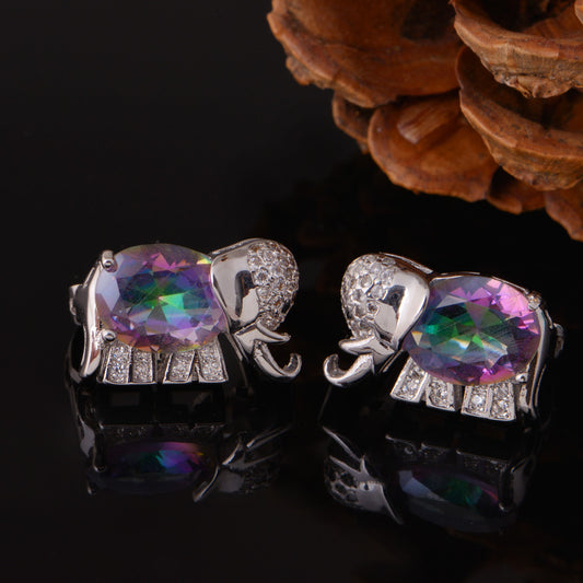 Elephant Gem Set Colorful Jewelry