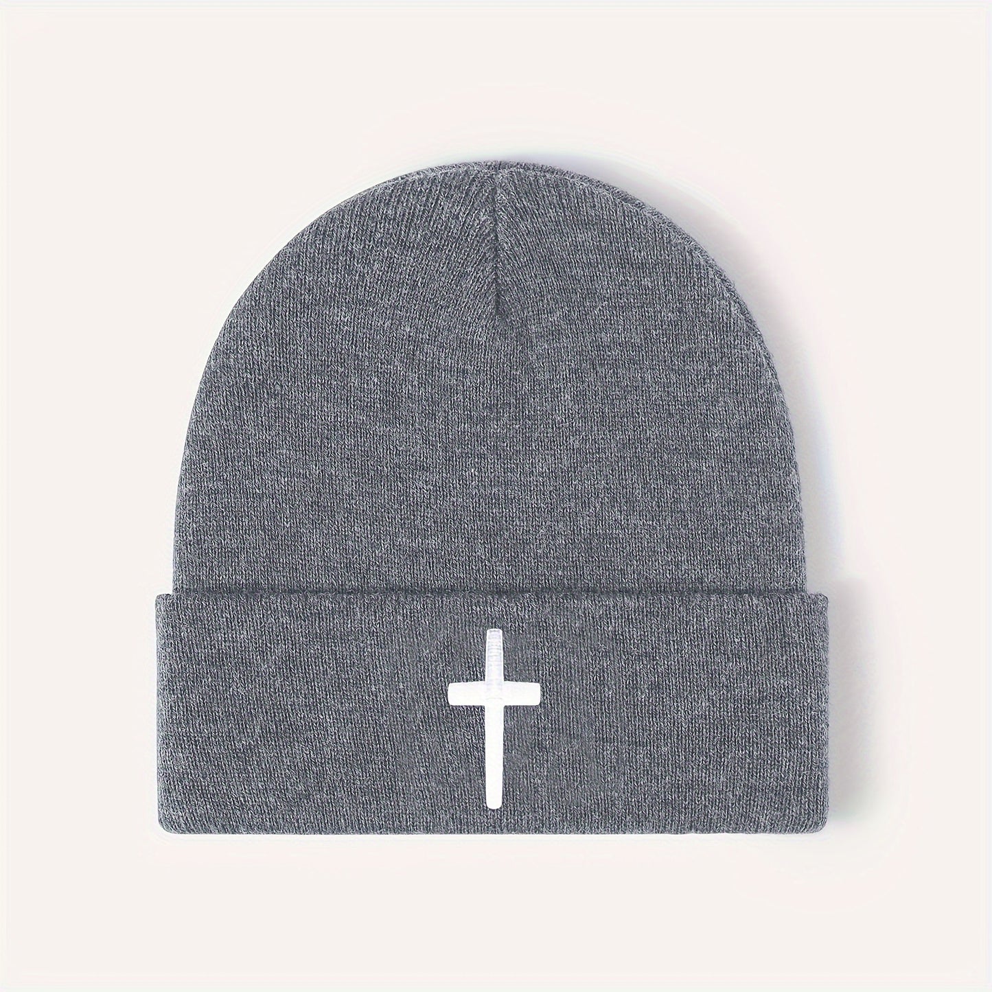 All-match Embroidered Cross Acrylic Knitted Cap Outdoor Keep Warm