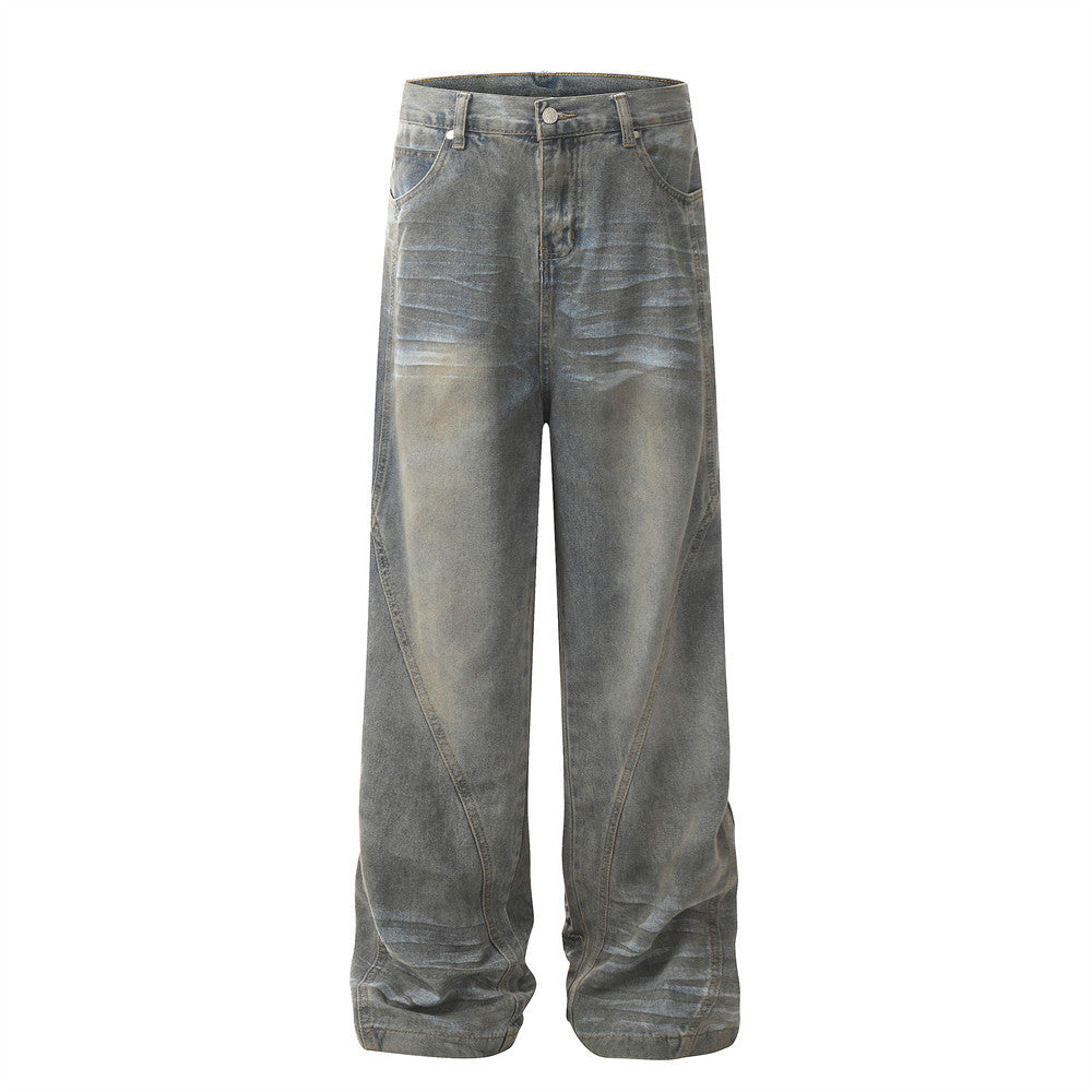 Washed Denim Old Dirty Pants For Men