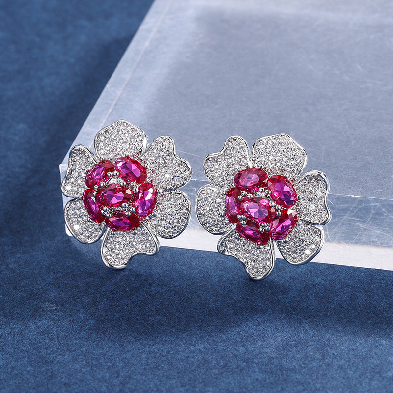 Jewelry Temperament Women's Flower-shaped Stud Earrings